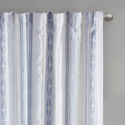 Madison Park Poly Printed Curtain Panel with Tufted Stripe and Lining