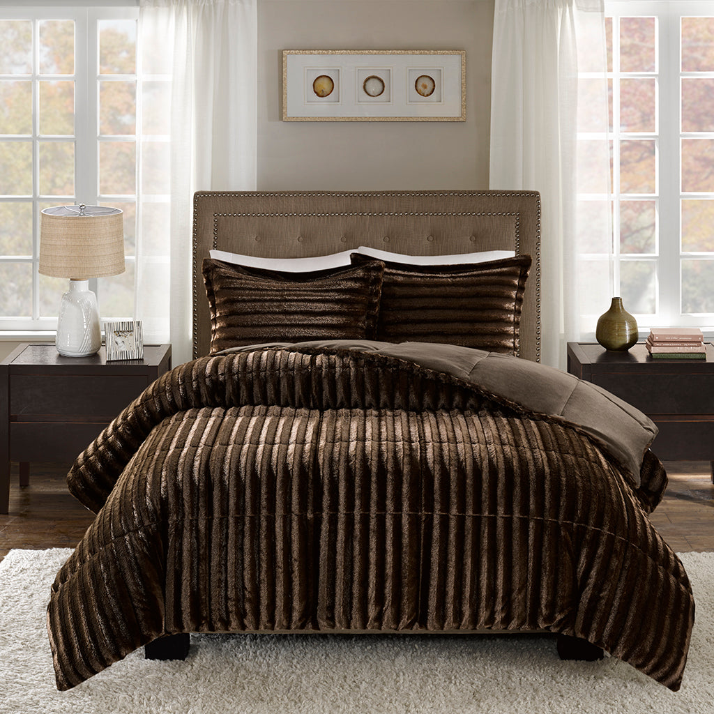 Madison Park Faux Fur Comforter Mini Set