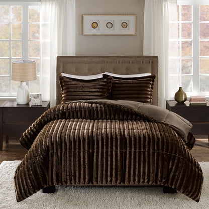 Madison Park Faux Fur Comforter Mini Set