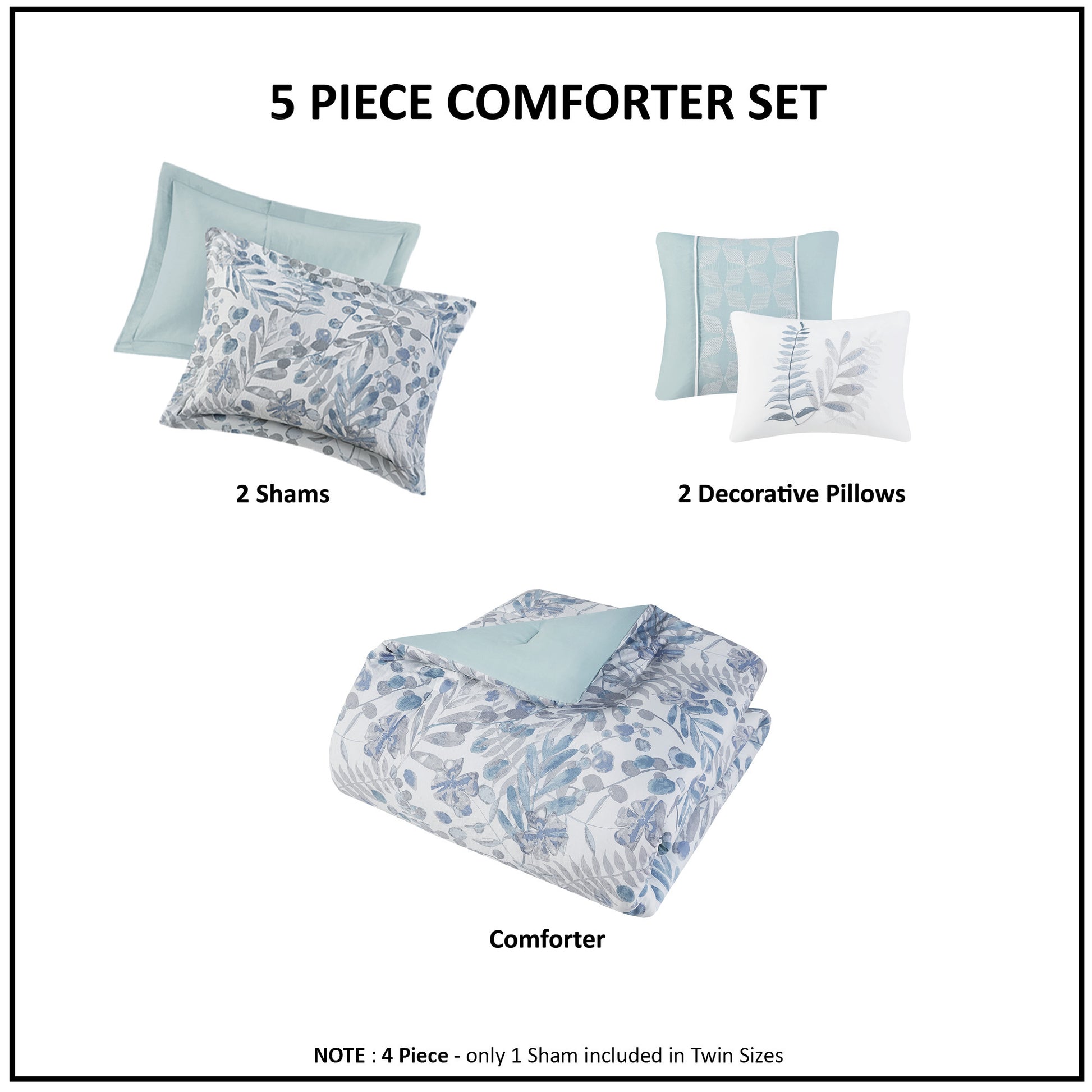 Madison Park 5 Piece Botanical Floral Seersucker Comforter Set