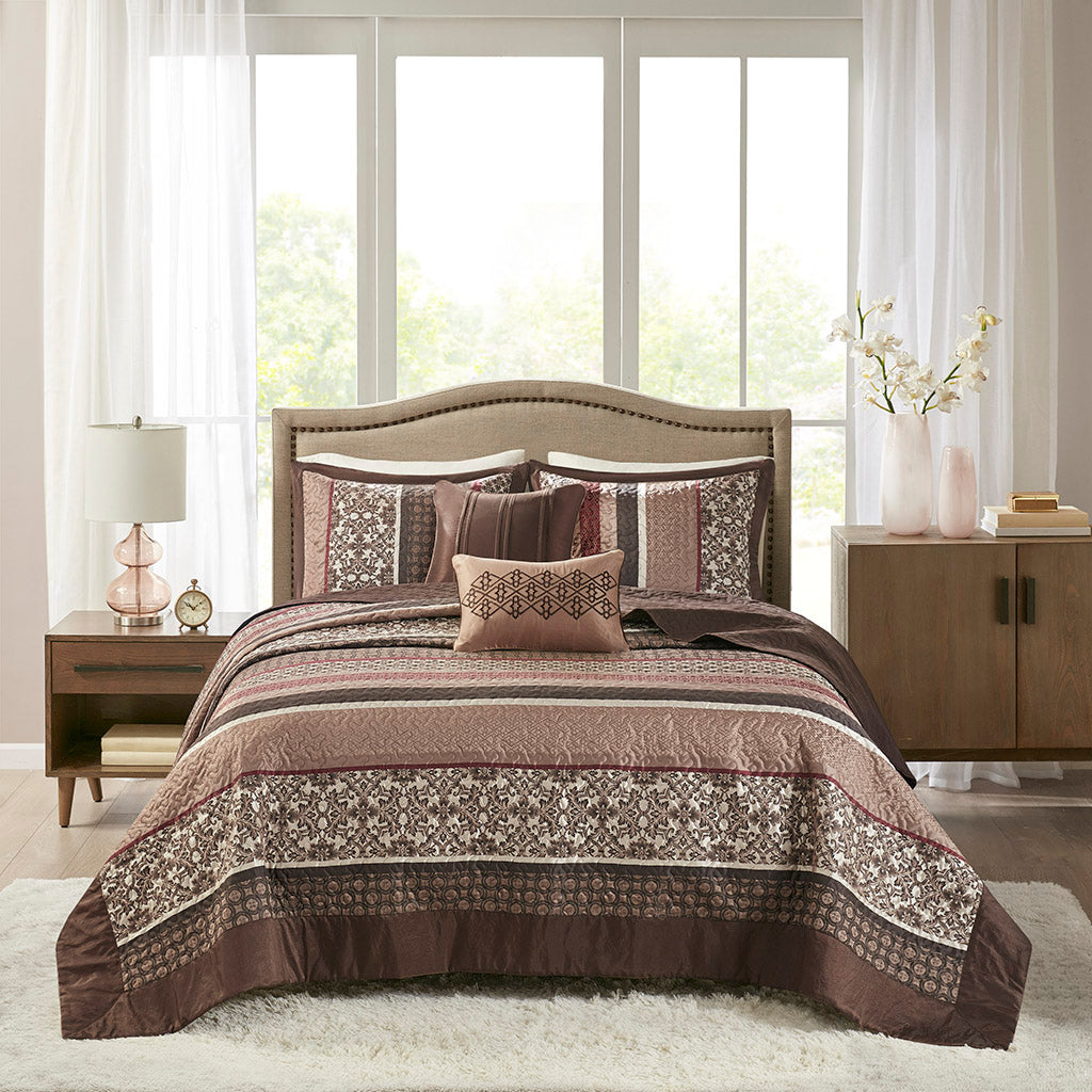 Madison Park 5 Piece Reversible Jacquard Bedspread Set