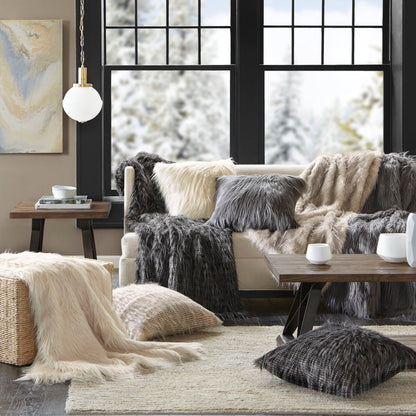 Madison Park Faux Fur Square Pillow