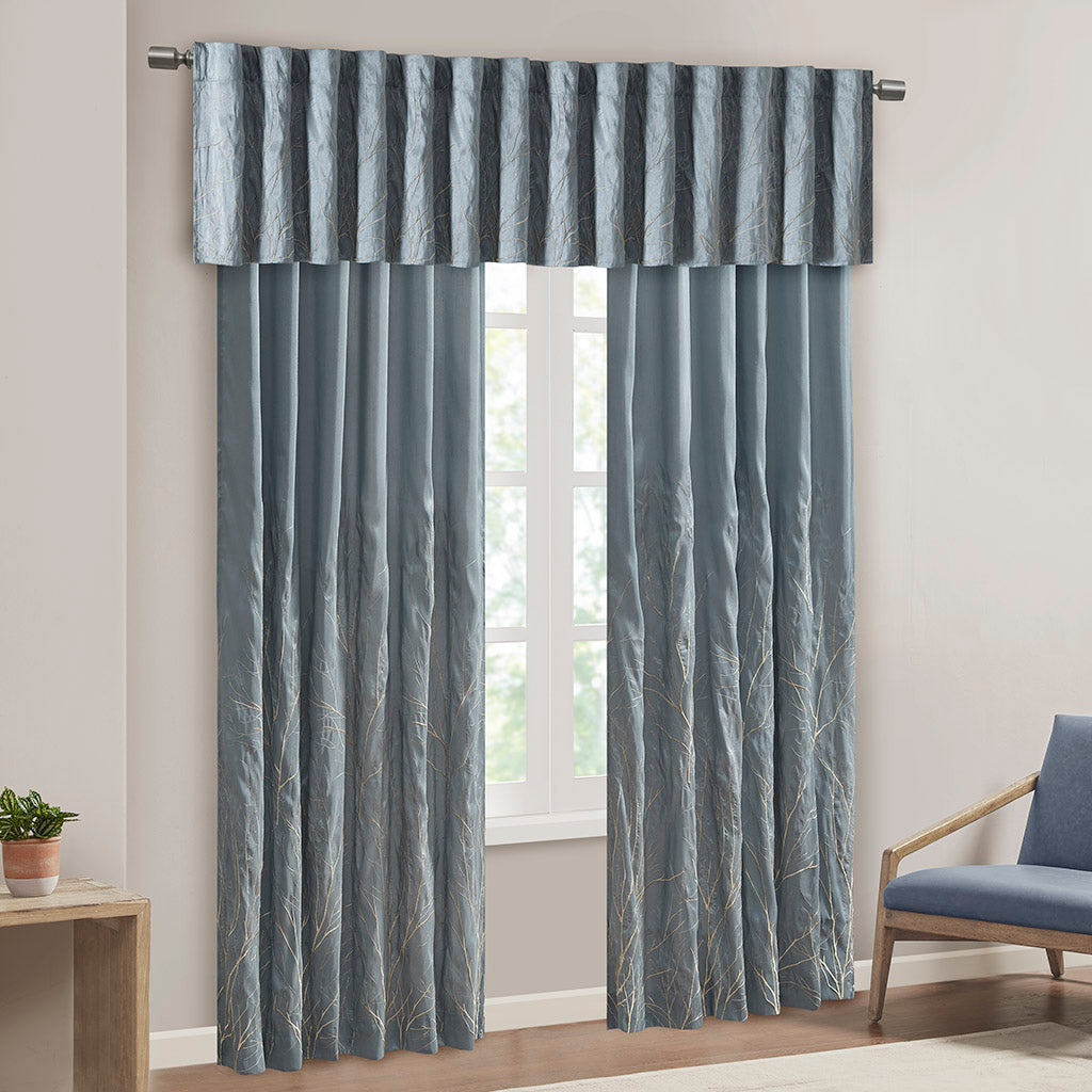 Madison Park Faux Silk Embroidered Window Valance