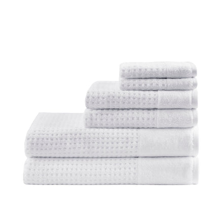 Madison Park Cotton Waffle Jacquard Antimicrobial Bath Towel 6 Piece Set