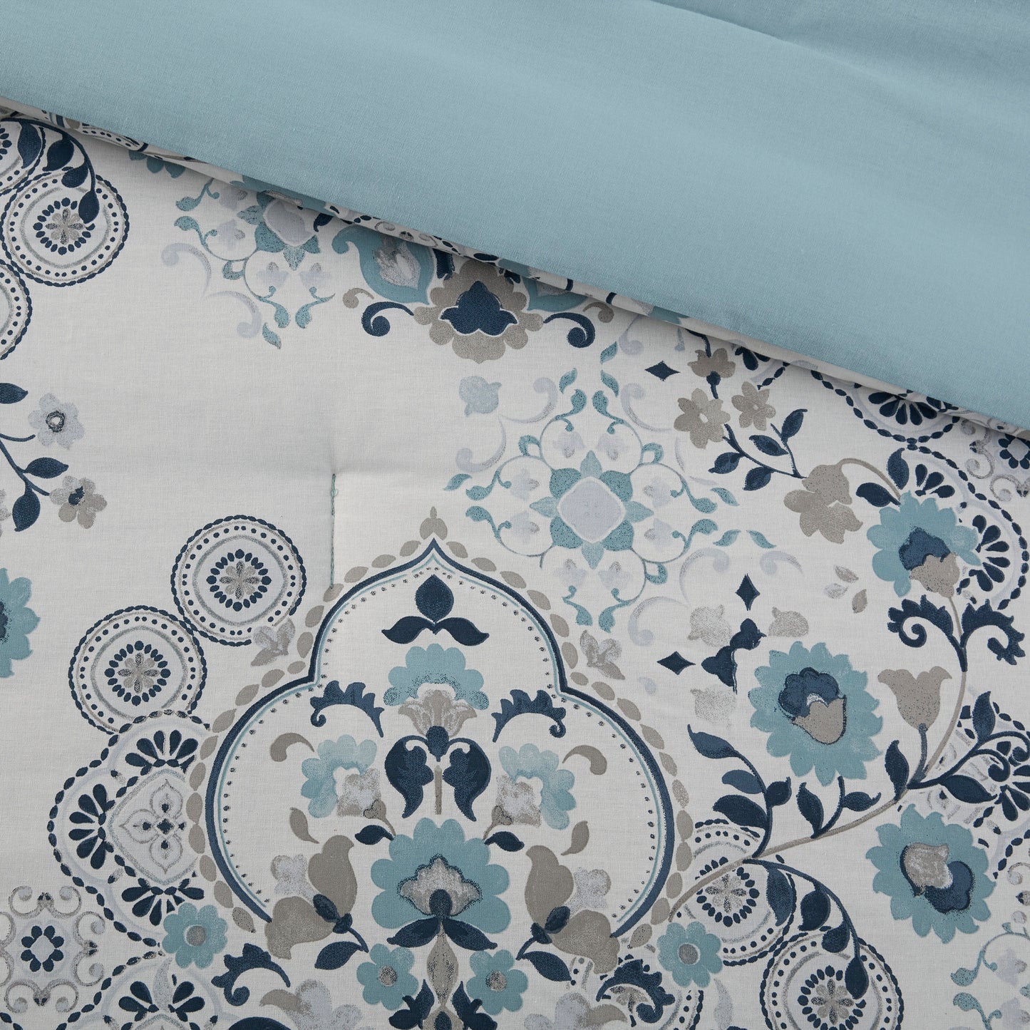 Madison Park 3 Piece Floral Printed Cotton Comforter Set