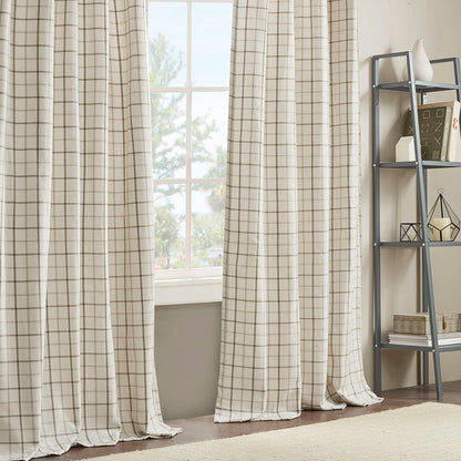 Madison Park Plaid Rod Pocket and Back Tab Curtain Panel with Fleece Lining