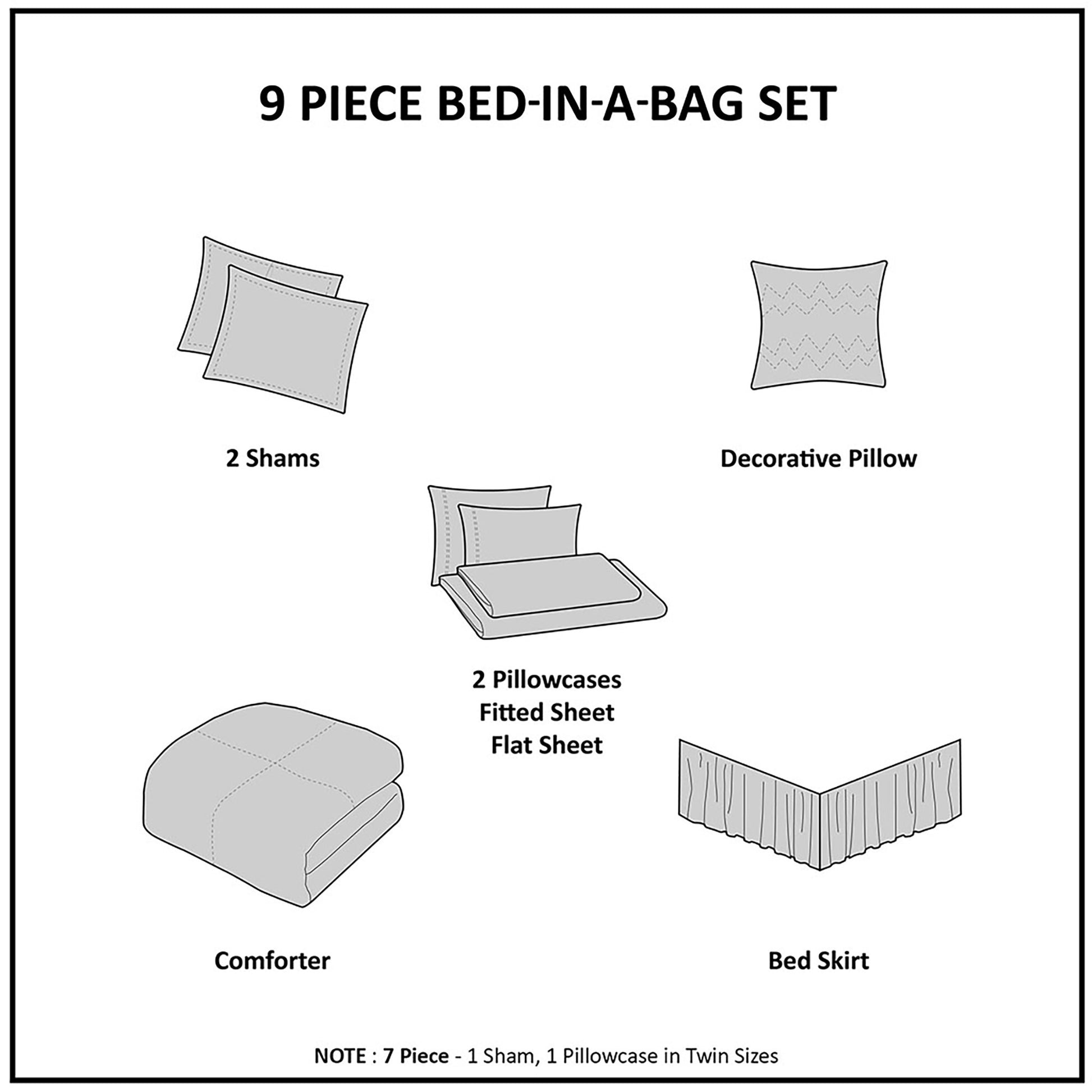 Madison Park Essentials 7 Piece Comforter Set with Cotton Bed Sheets