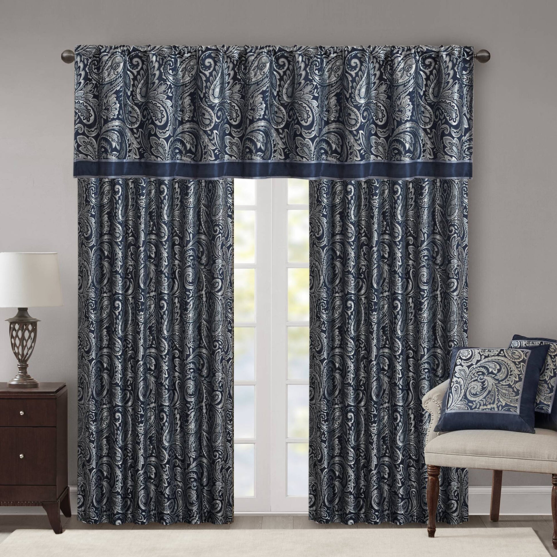 Madison Park Jacquard Curtain Panel Pair