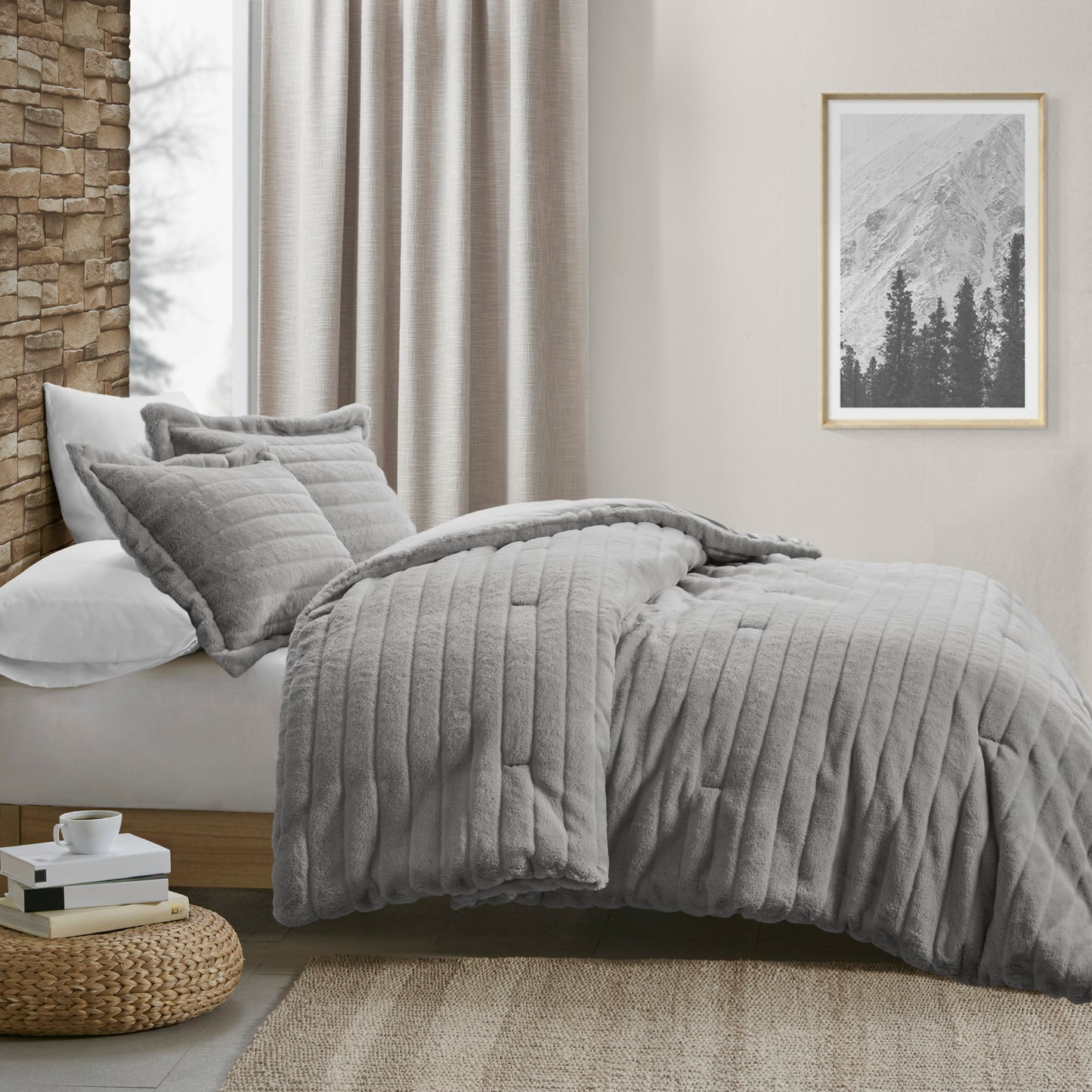 Madison Park Faux Fur Comforter Set