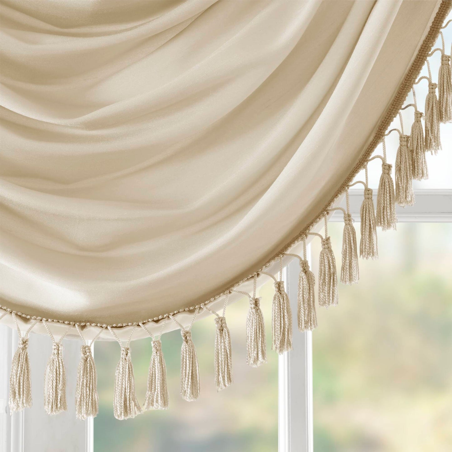Madison Park Faux Silk Waterfall Embellished Valance