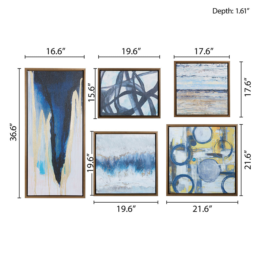 Madison Park Abstract 5-piece Gallery Framed Canvas Wall Art Set