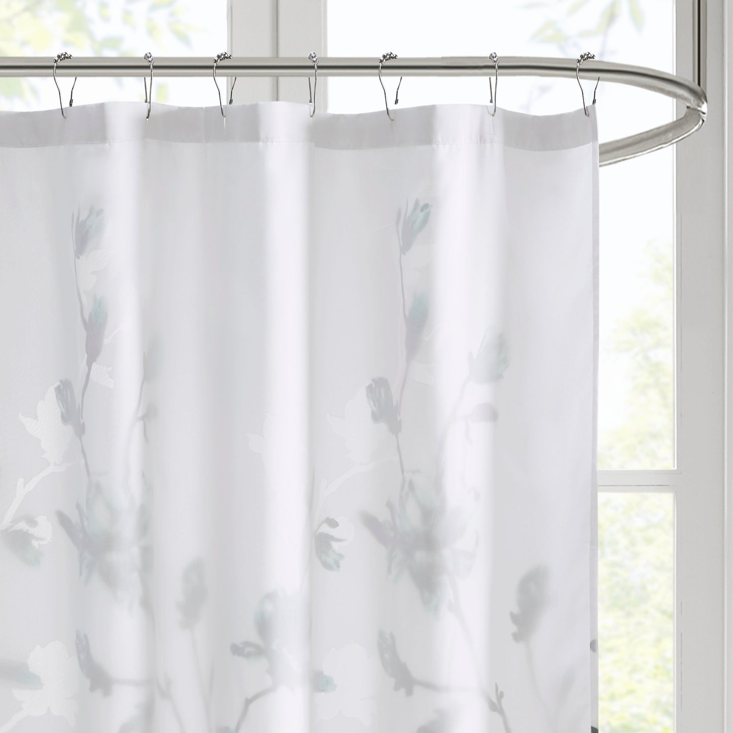 Madison Park Floral Printed Burnout Shower Curtain