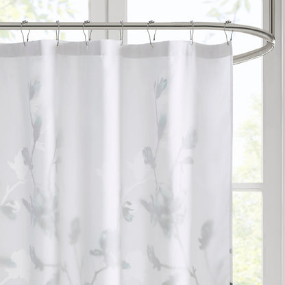 Madison Park Floral Printed Burnout Shower Curtain