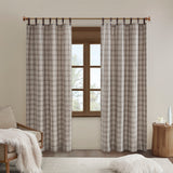 Anaheim Plaid Faux Leather Tab Top Curtain Panel with Fleece Lining
