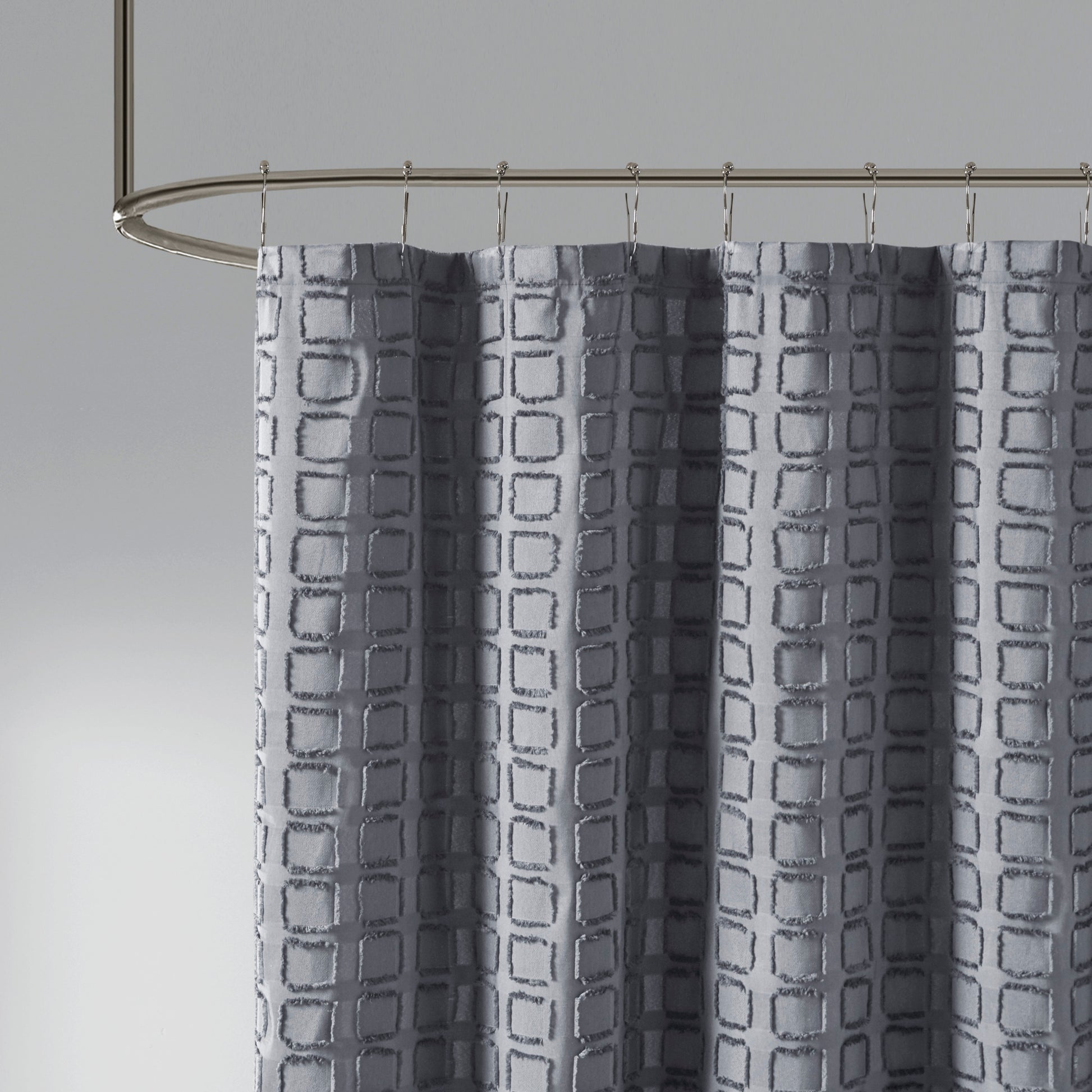 Madison Park Woven Clipped Solid Shower Curtain