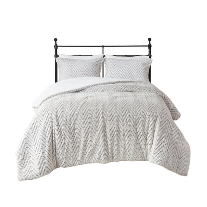 Madison Park Back Print Brushed Fur Duvet Cover Set