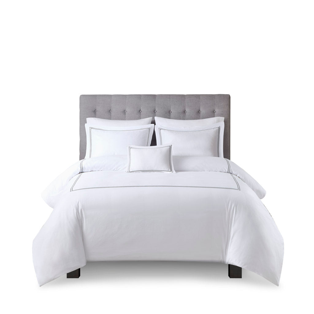 Madison Park Signature 100% Cotton Sateen Embroidered Duvet Cover Set