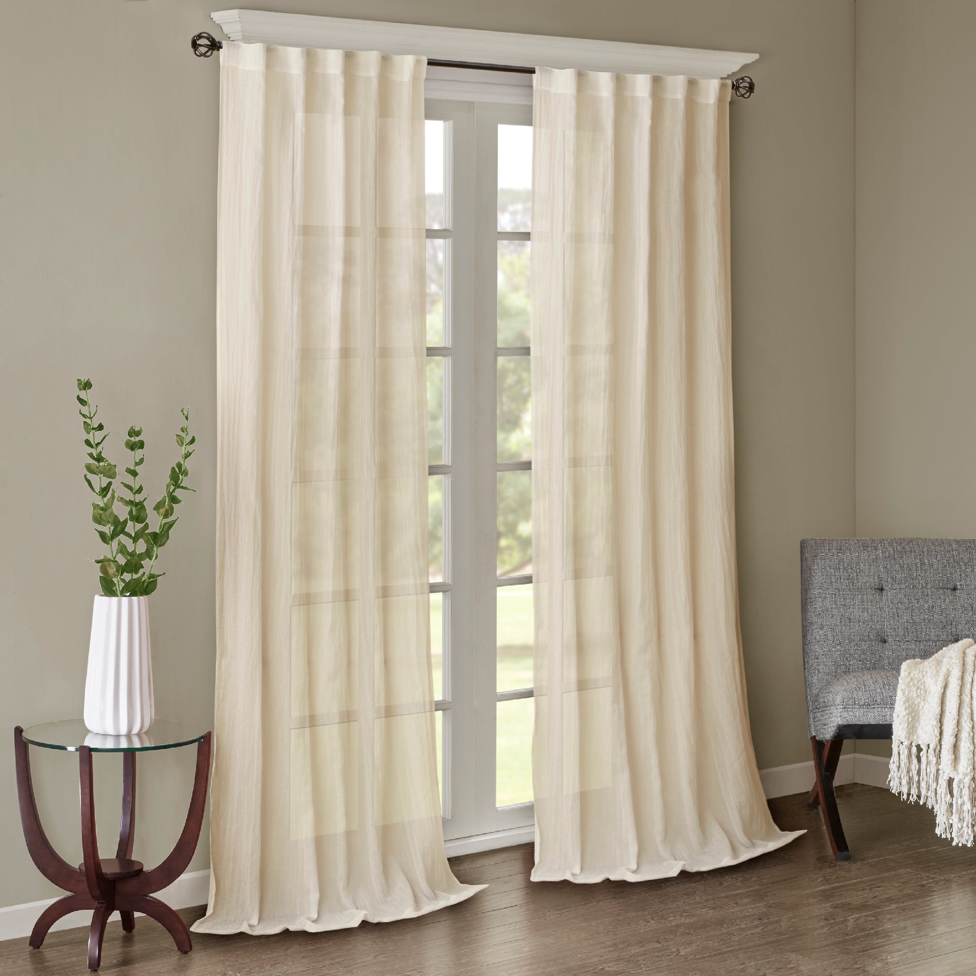 Madison Park Solid Crushed Curtain Panel Pair