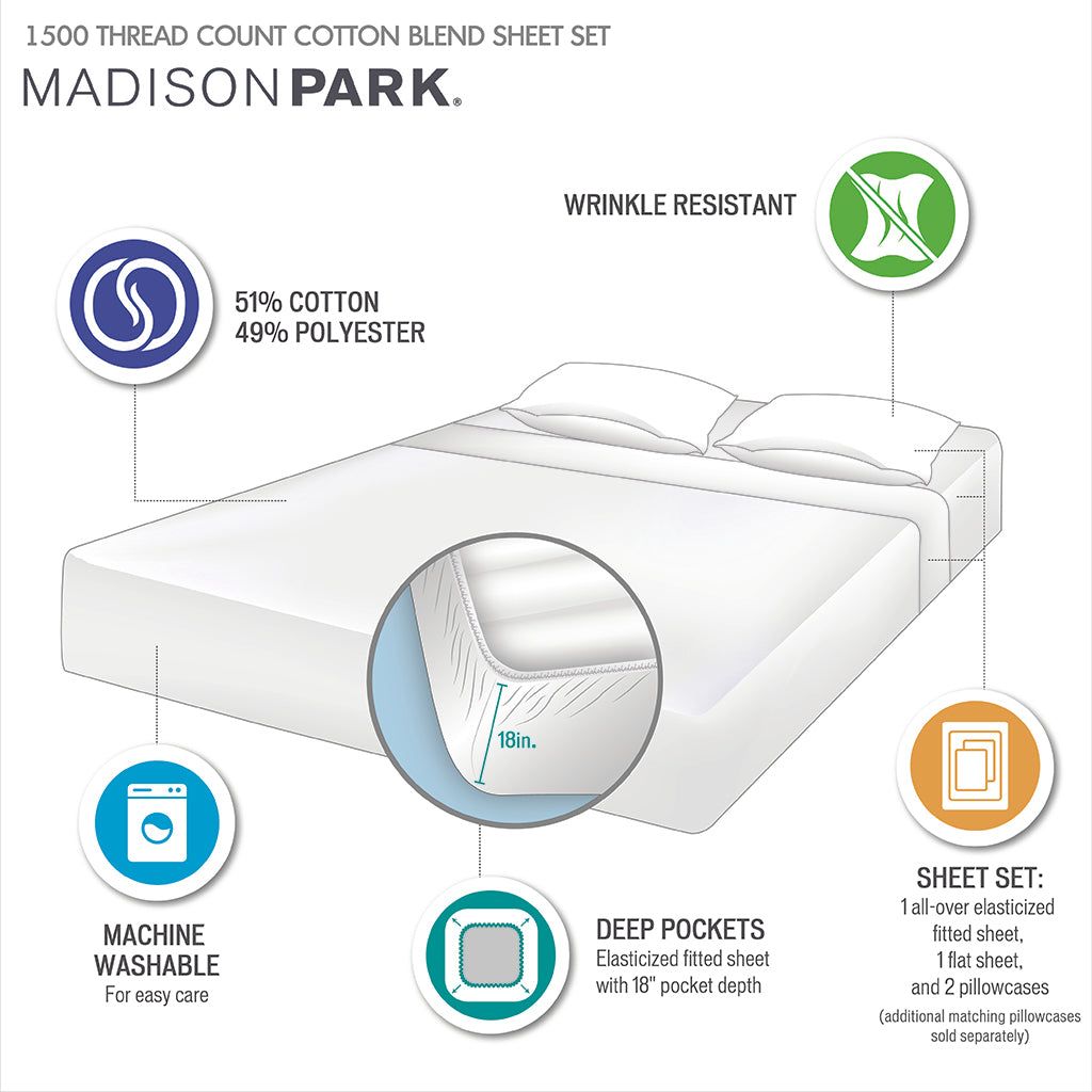 Madison Park Cotton Blend 4 PC Sheet Set