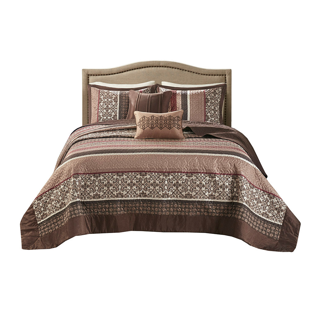 Madison Park 5 Piece Reversible Jacquard Bedspread Set