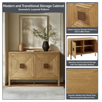 Paige Geometric 2-Door Storage Cabinet with Adjustable Shelves