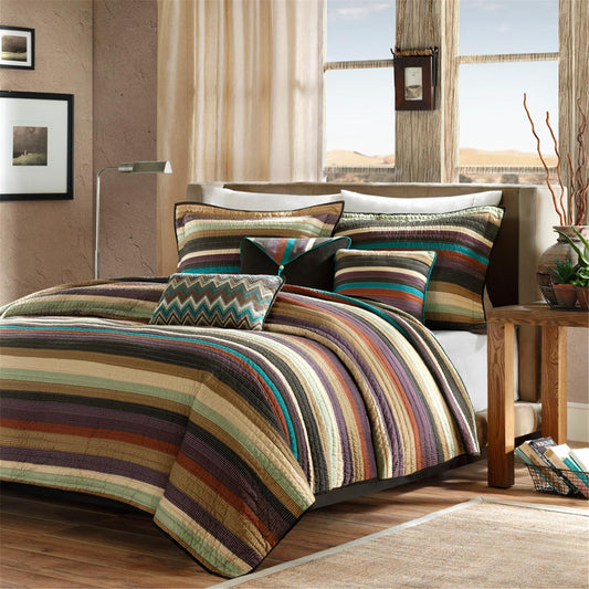 Madison Park Reversible Quilt Set with Throw Pillows