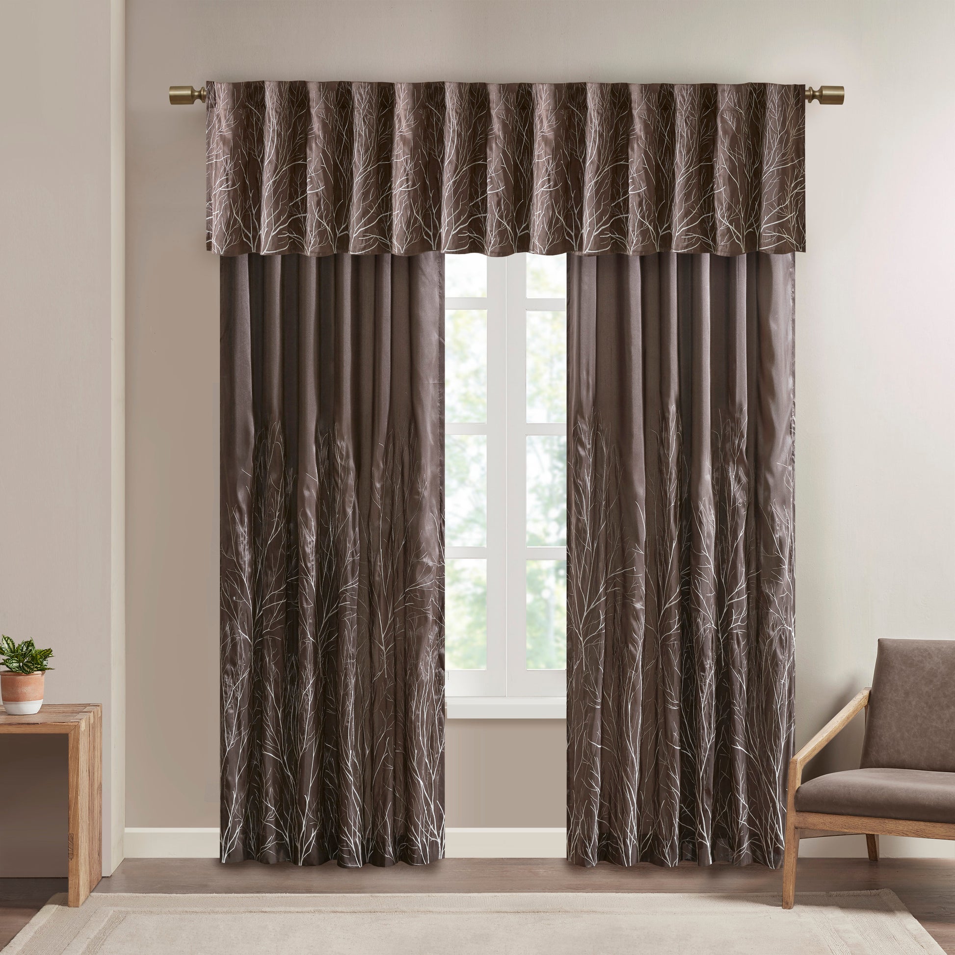 Madison Park Faux Silk Embroidered Window Valance