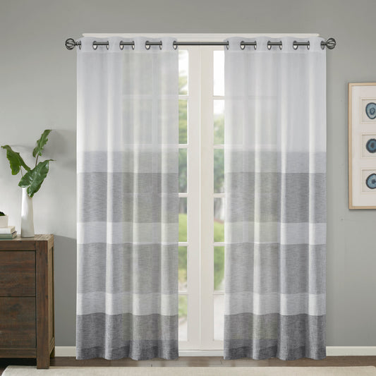 Madison Park Woven Faux Linen Striped Window Sheer