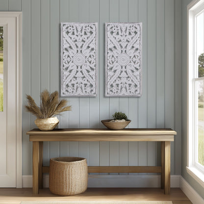 Madison Park Distressed Carved Wood 2-piece Wall Decor Set