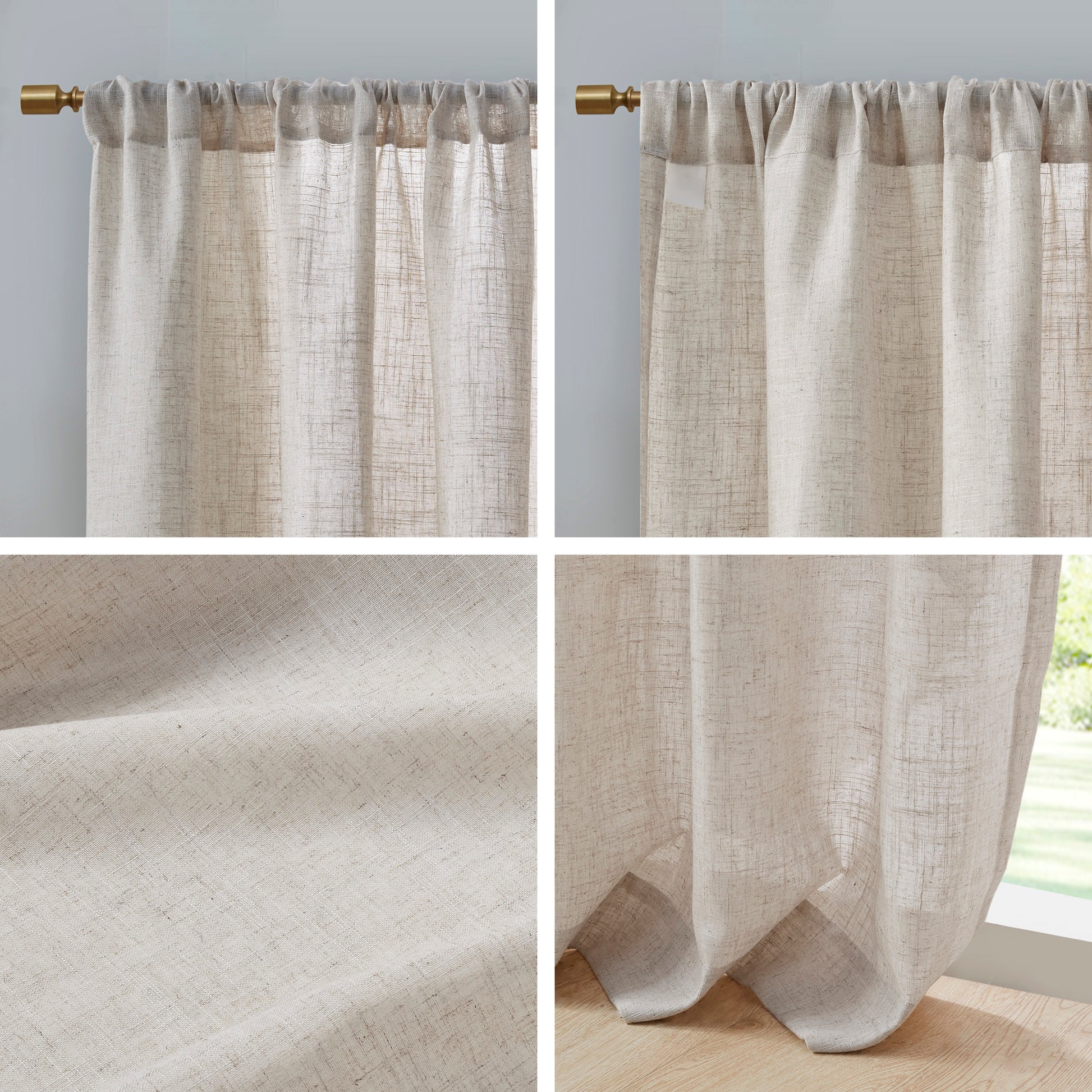 Madison Park Linen Blend Light Filtering Curtain Panel Pair
