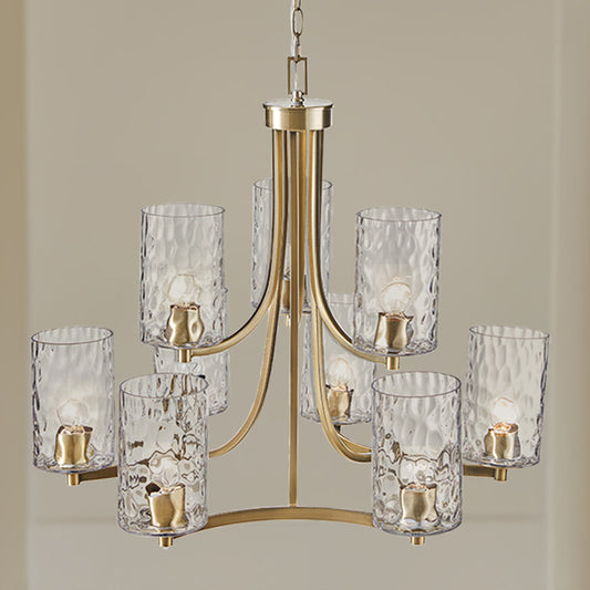 Hampton Hill 9-light Round Tiered Chandelier with Textured Glass Shades