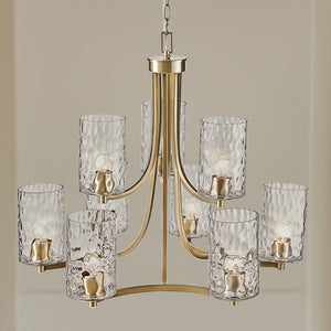 Opulentia 9-light Round Tiered Chandelier with Textured Glass Shades