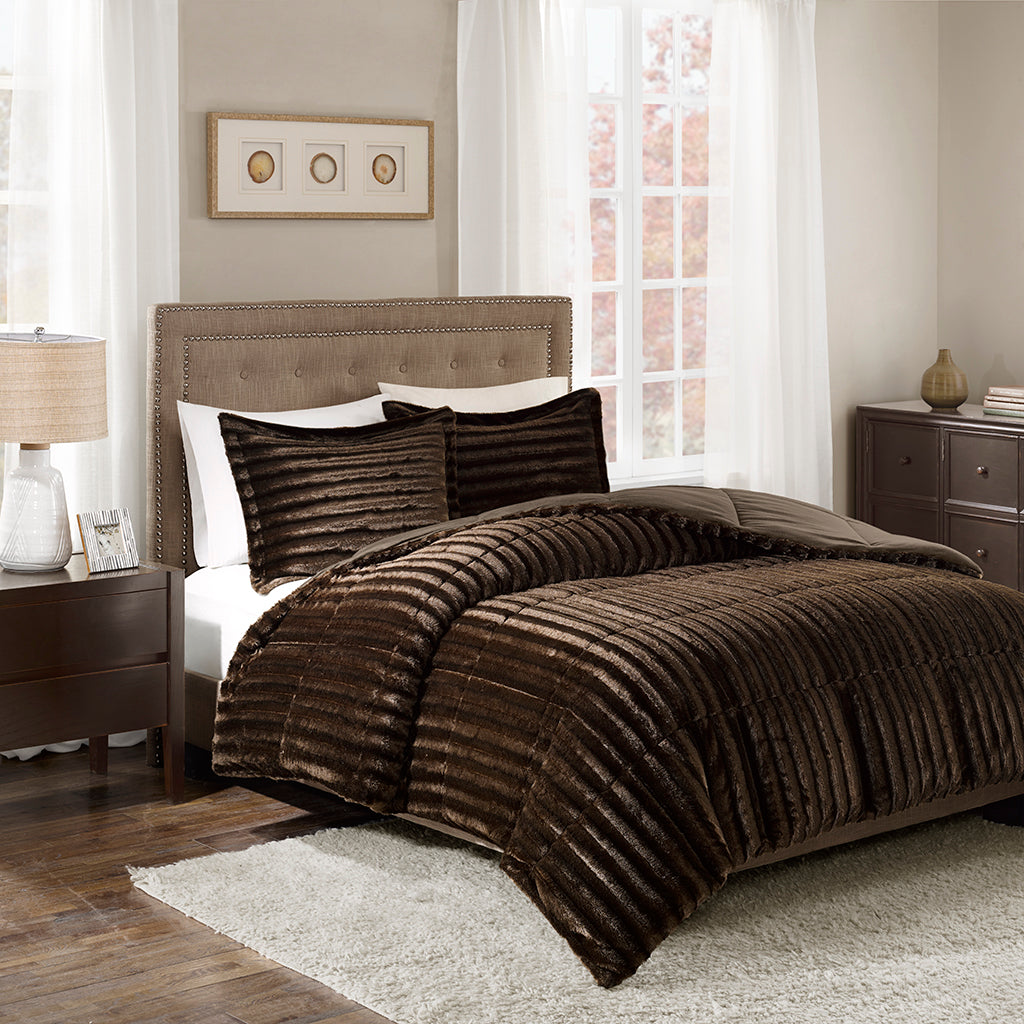 Madison Park Faux Fur Comforter Mini Set