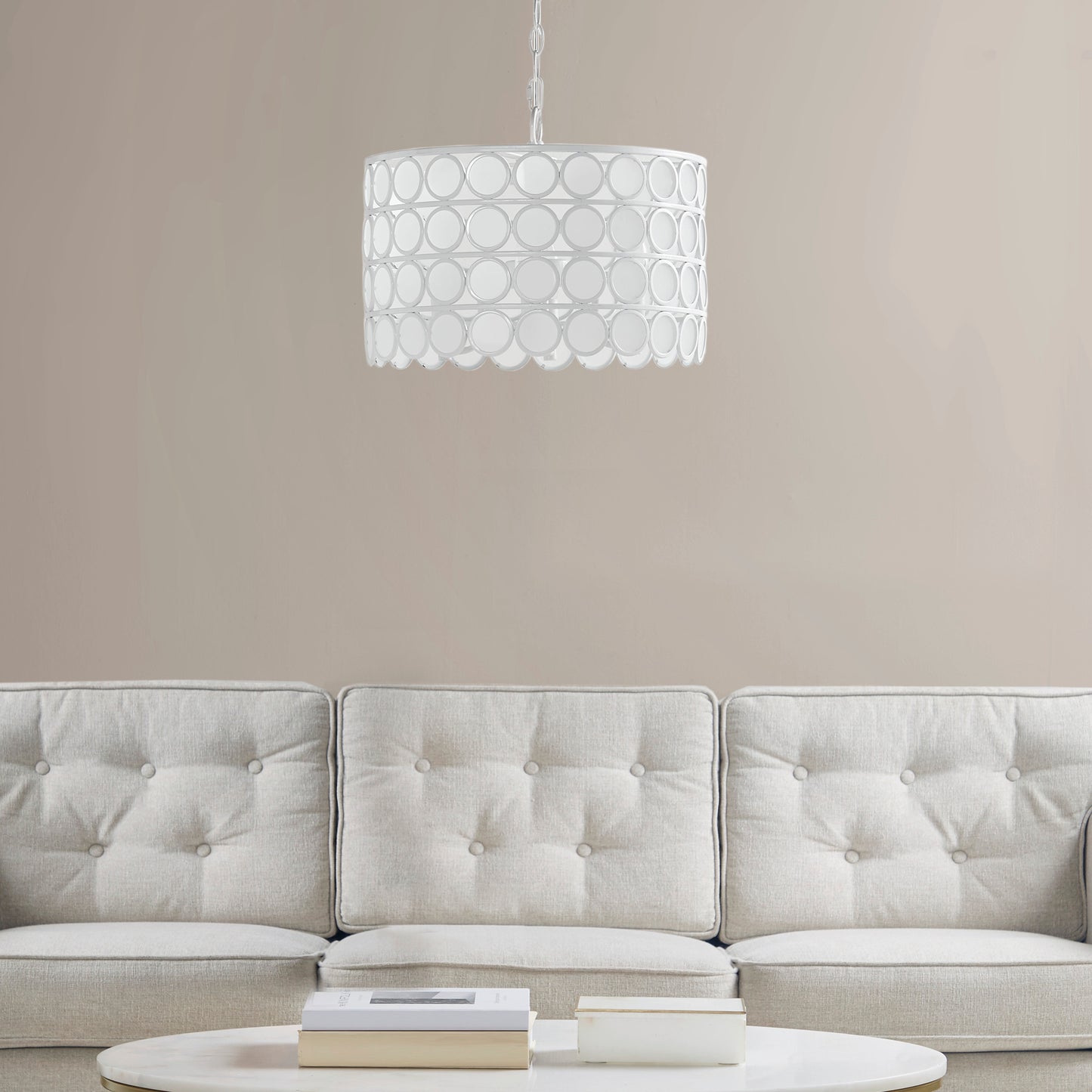 Hampton Hill 4-Light Glass Drum Shade Chandelier