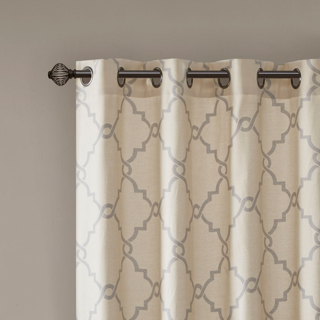 Madison Park Fretwork Print Grommet Top Window Curtain Panel