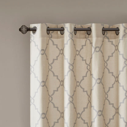 Madison Park Fretwork Print Grommet Top Window Curtain Panel