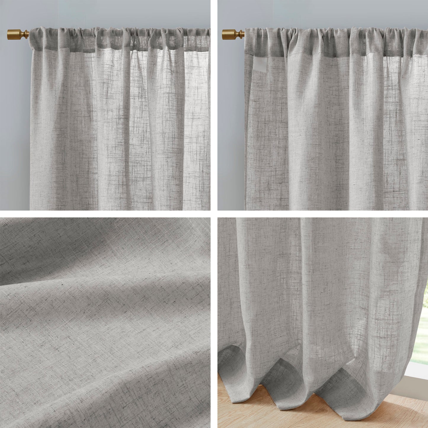 Madison Park Linen Blend Light Filtering Curtain Panel Pair