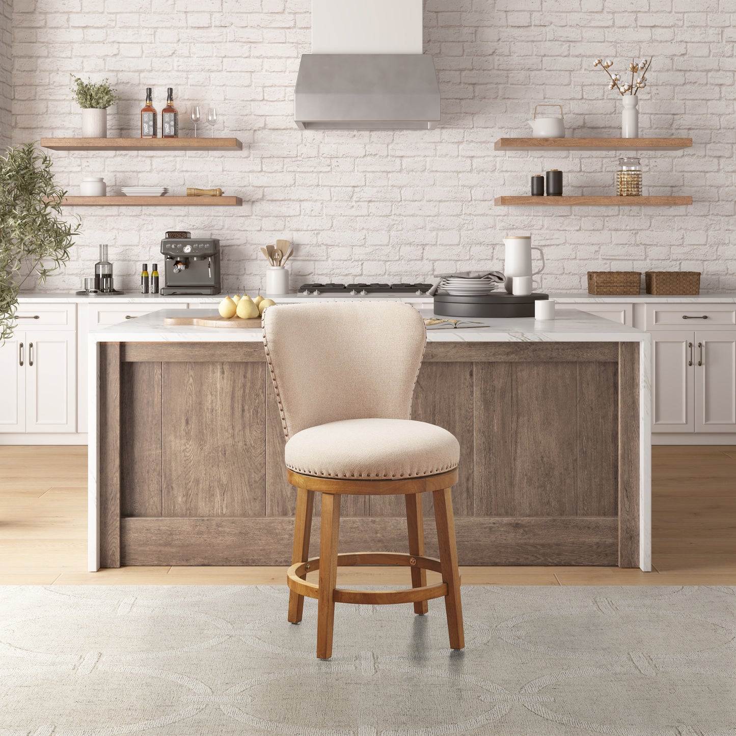 Madison Park Upholstered 360 Degree Swivel Counter Stool 25" H