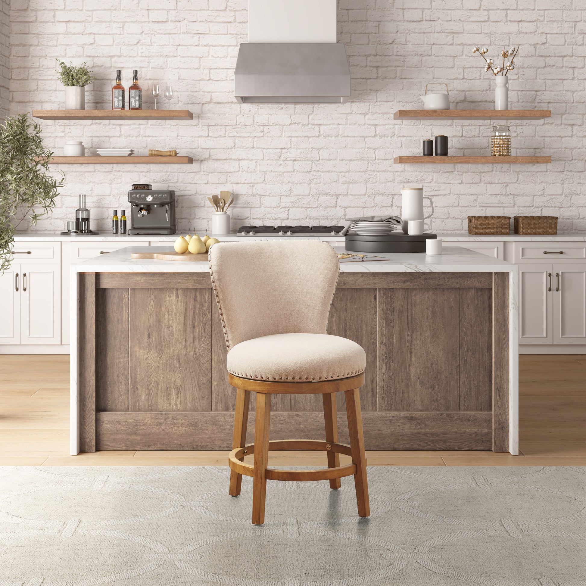 Madison Park Upholstered 360 Degree Swivel Counter Stool 25" H