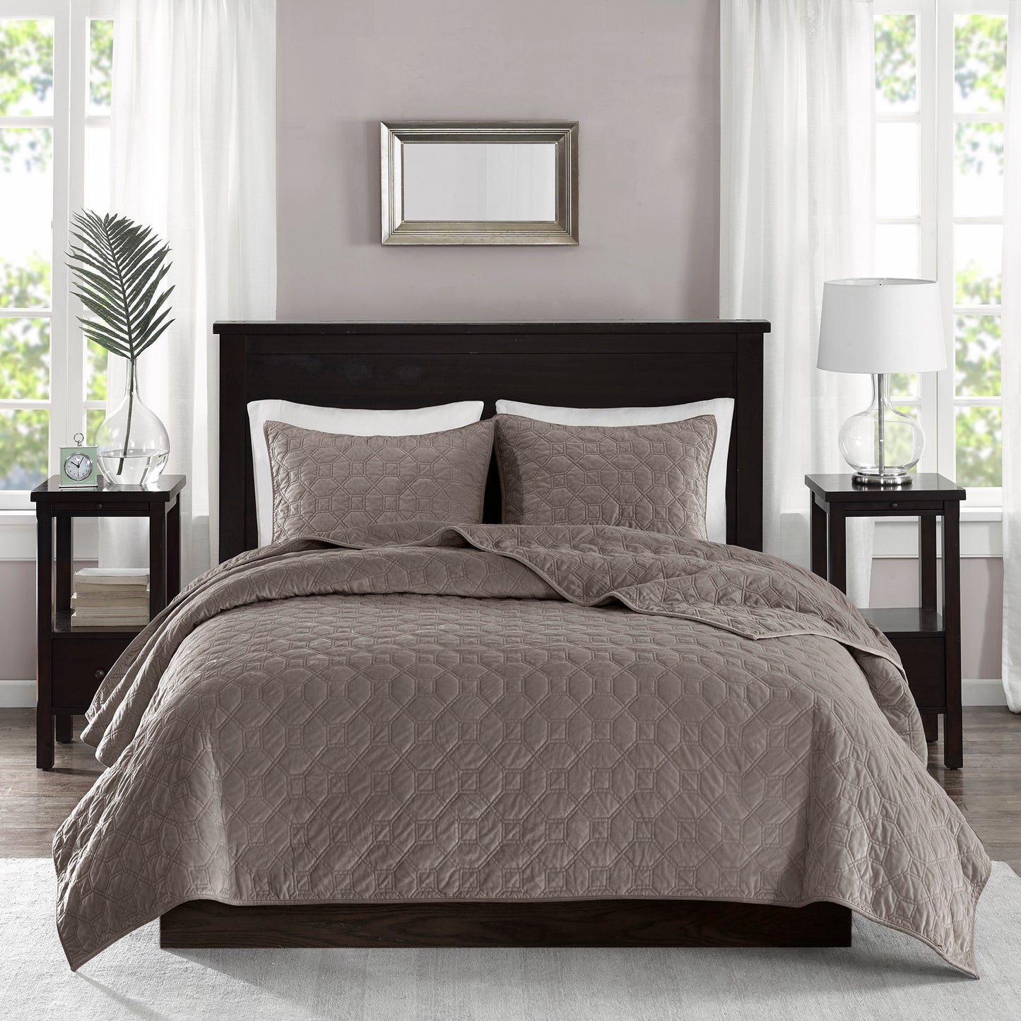 Madison Park 3 Piece Velvet Quilt Set