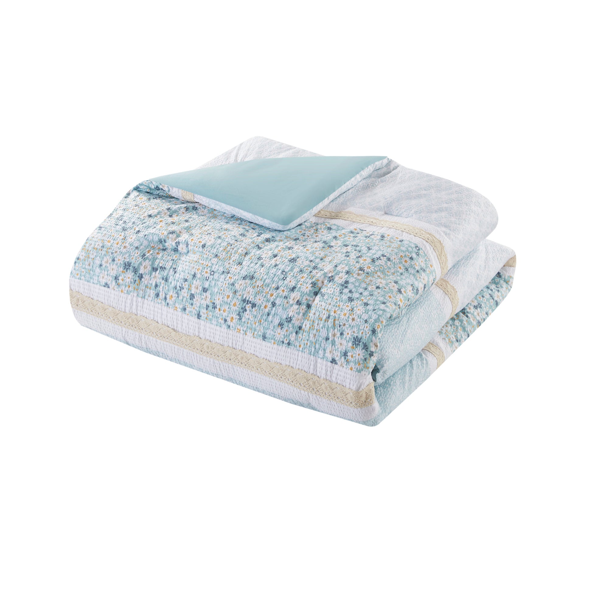 Madison Park 5 Piece Seersucker Comforter Set with Throw Pillows