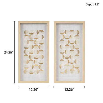 Madison Park Natural Capiz with Gold Foil 2-piece Shadowbox Wall Decor Set