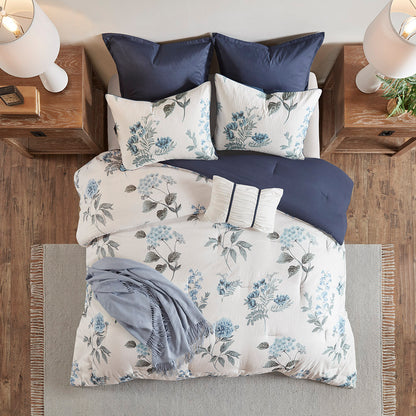 Madison Park 7 Piece Printed Seersucker Comforter Set with Throw Blanket