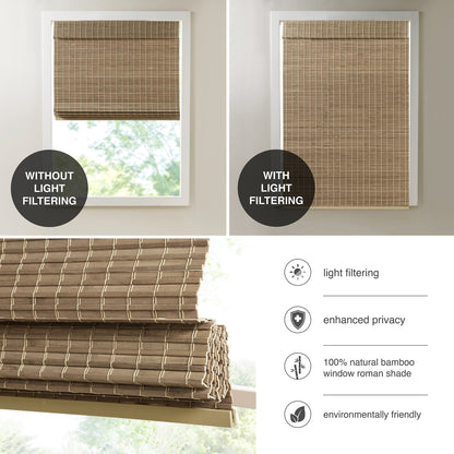 Madison Park Bamboo Light Filtering Roman Shade 64"L