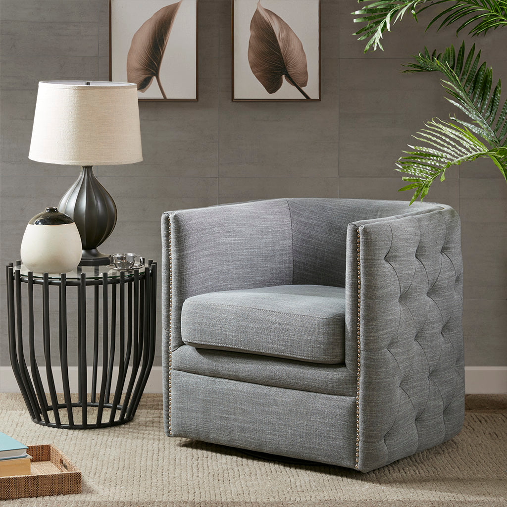 Madison Park Tufted Barrel Swivel Chair