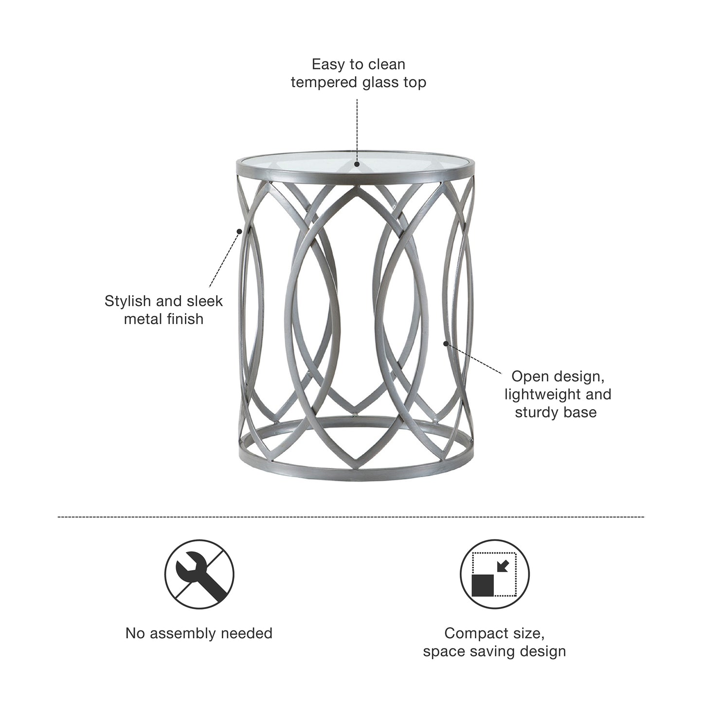 Madison Park Metal Eyelet Accent Table