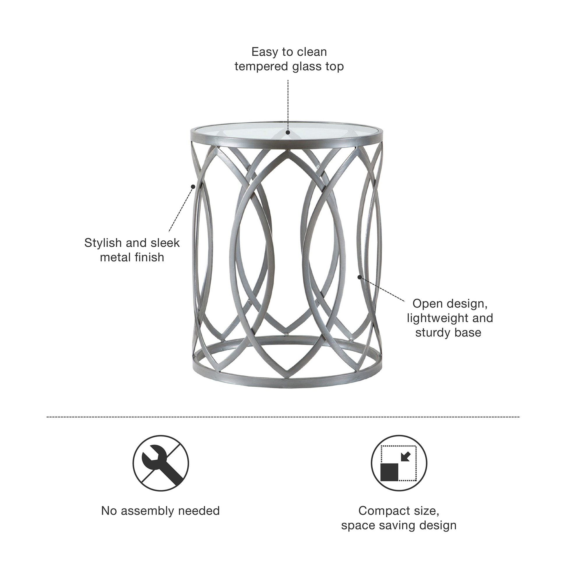 Madison Park Metal Eyelet Accent Table