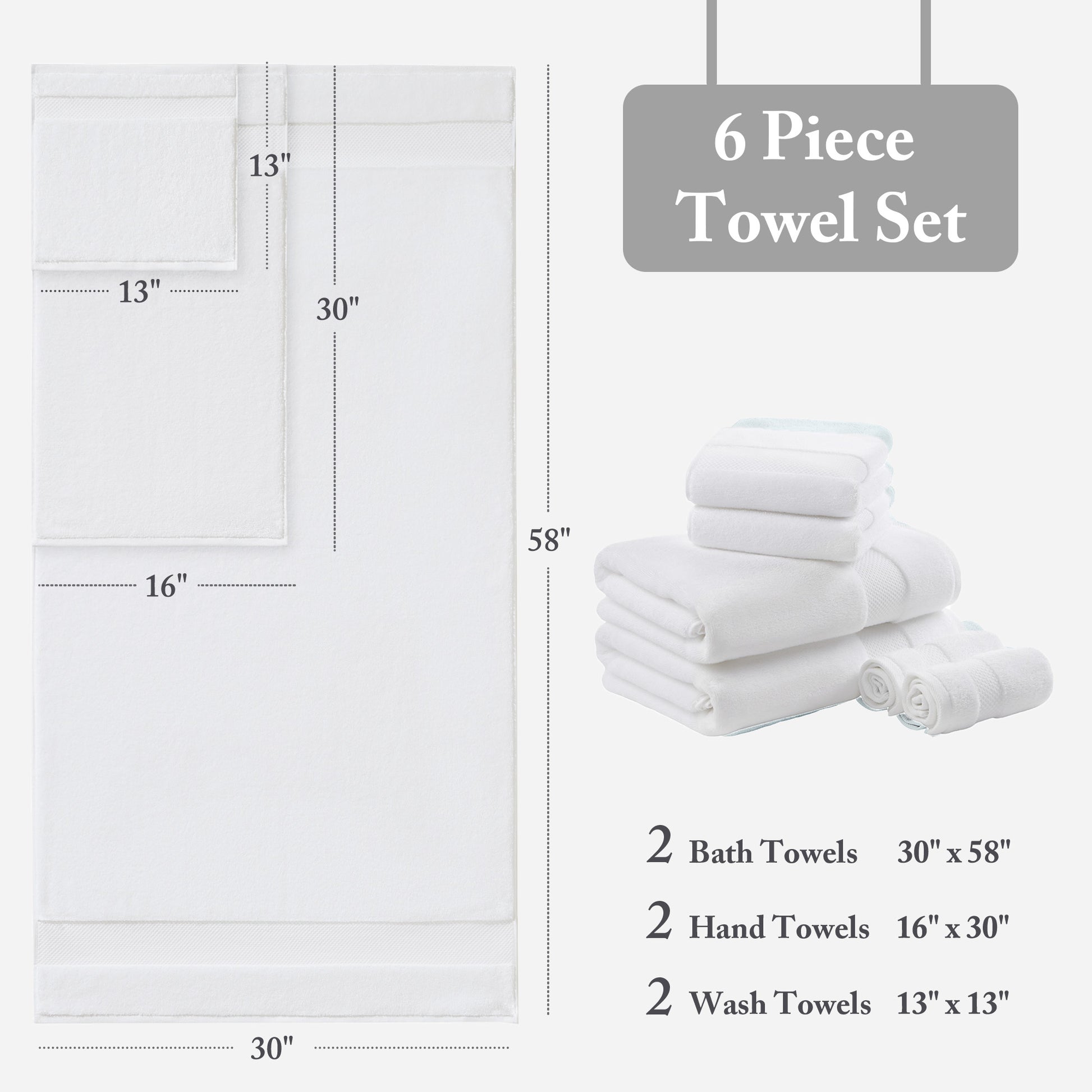 Madison Park Signature Cotton 6 Piece Bath Towel Set