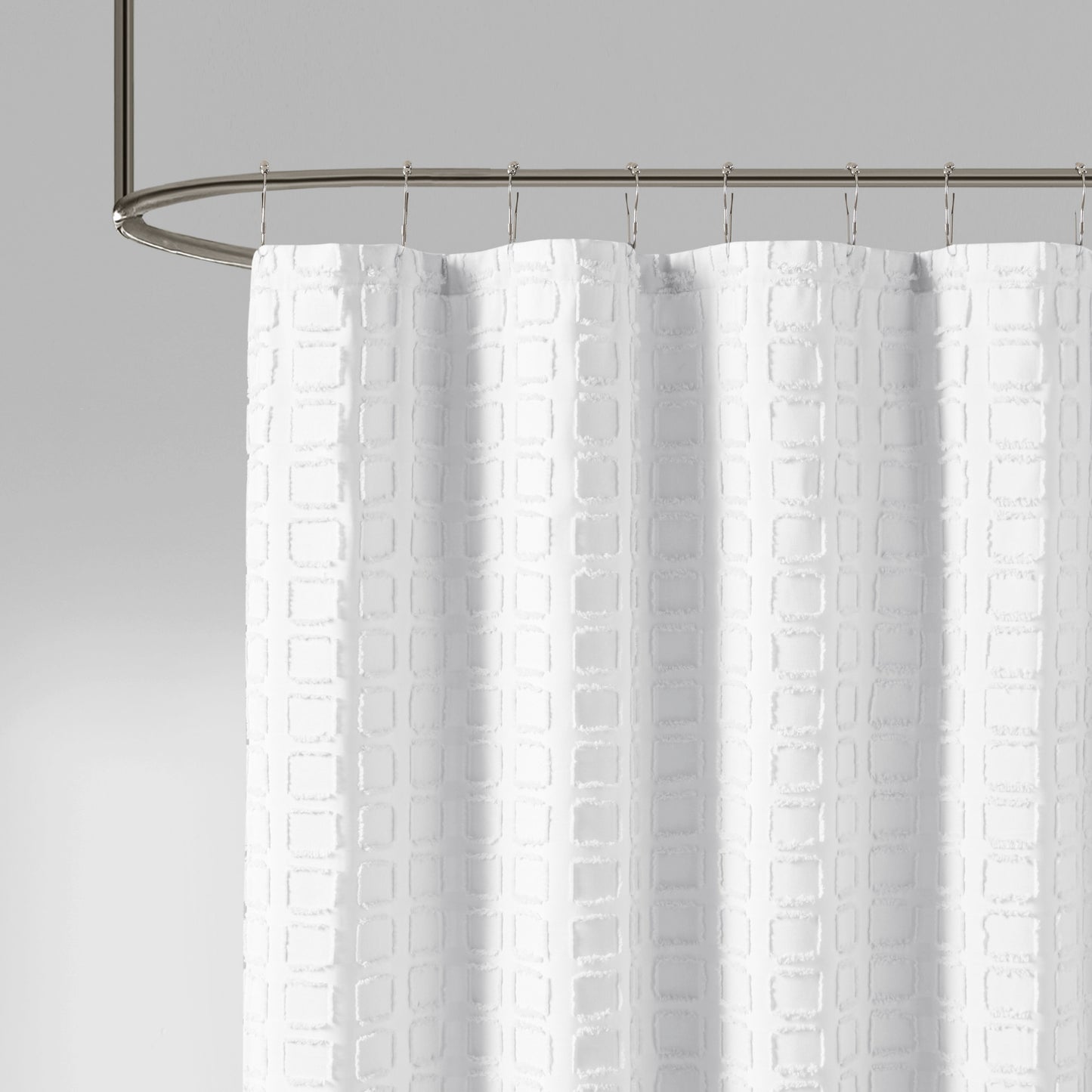Madison Park Woven Clipped Solid Shower Curtain