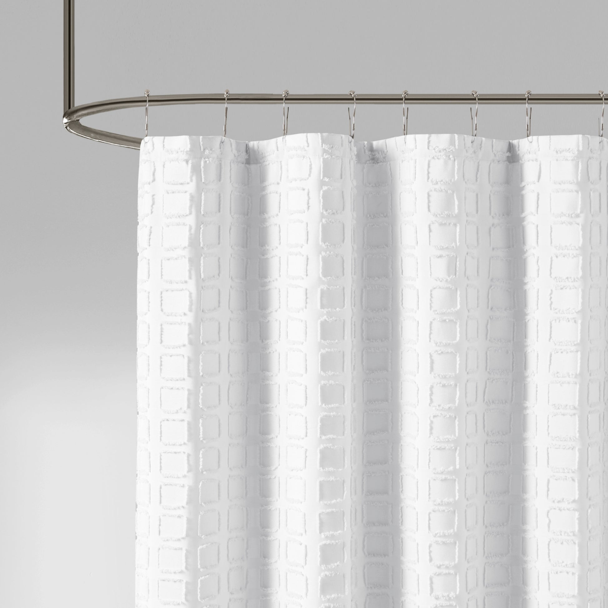 Madison Park Woven Clipped Solid Shower Curtain
